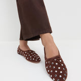 Loeffler Randall - Landon Espresso/Silver Suede Ballet Flat