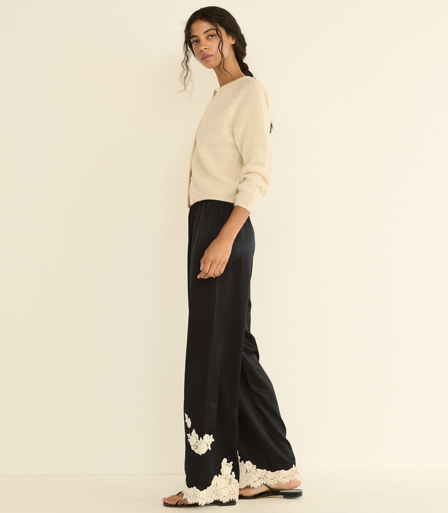 DOEN - LAVON PANT - - BLACK WITH CANDLELIGHT LACE