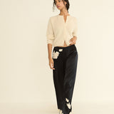 DOEN - LAVON PANT - - BLACK WITH CANDLELIGHT LACE