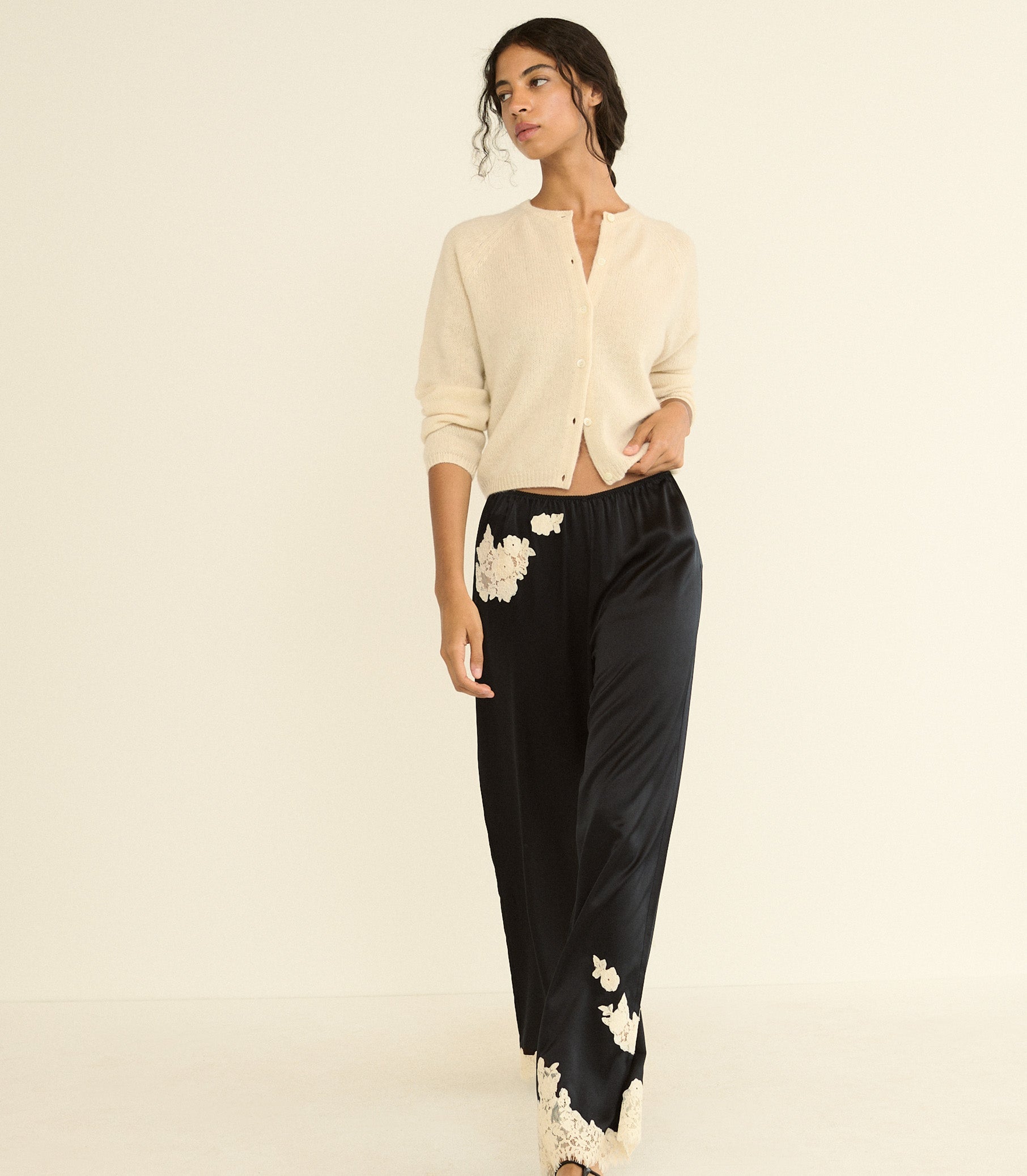 DOEN - LAVON PANT - - BLACK WITH CANDLELIGHT LACE