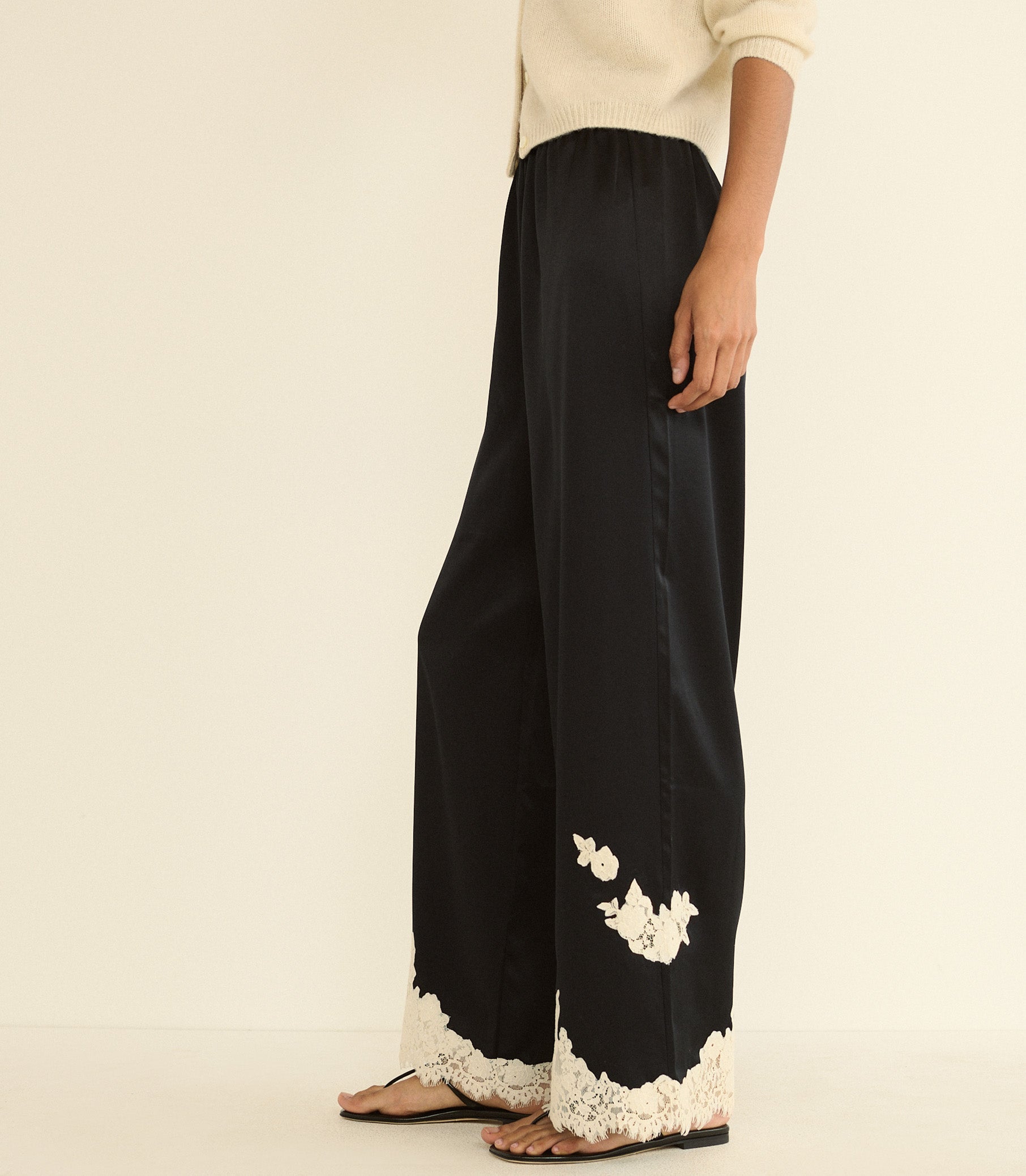 DOEN - LAVON PANT - - BLACK WITH CANDLELIGHT LACE