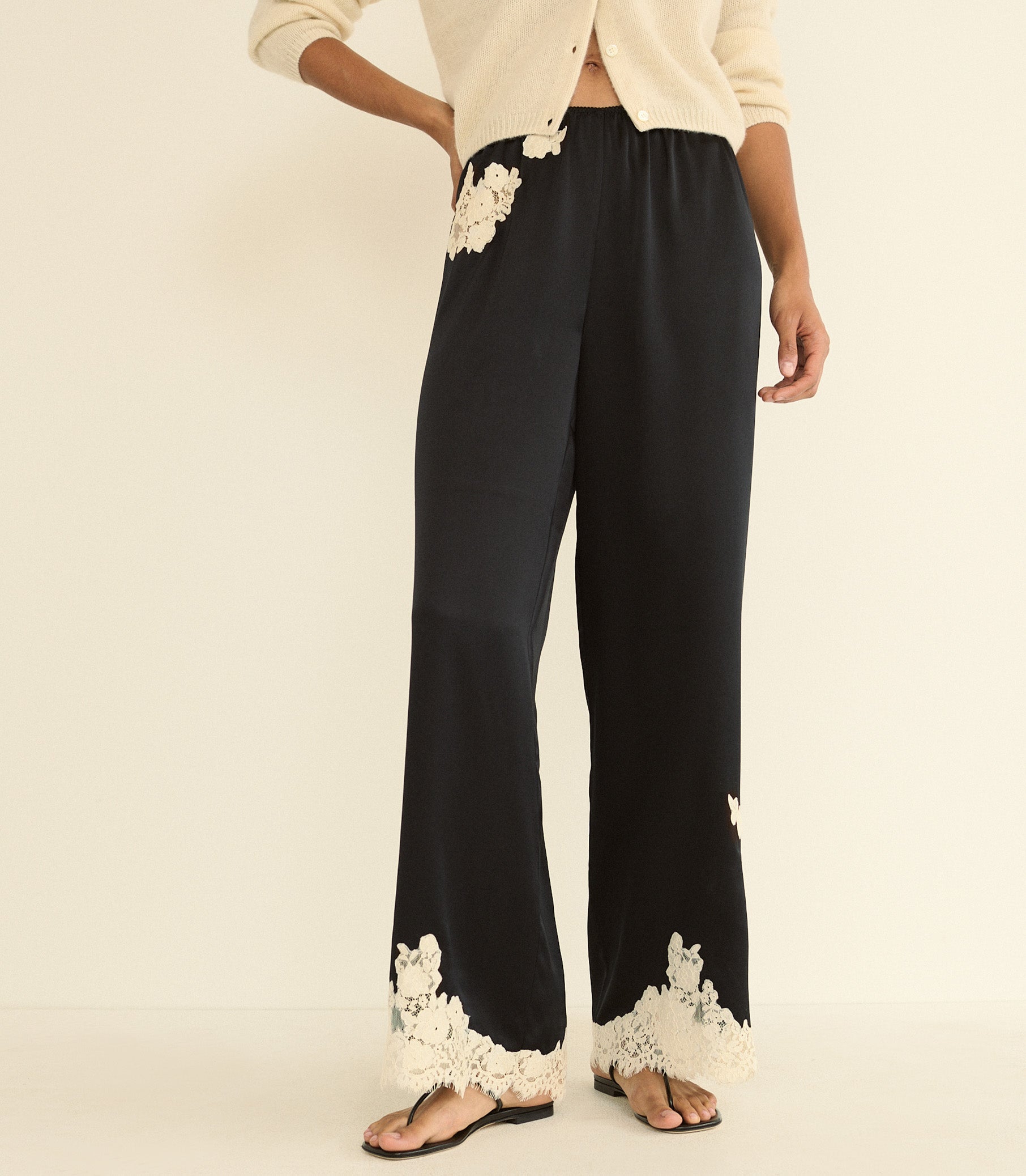 DOEN - LAVON PANT - - BLACK WITH CANDLELIGHT LACE
