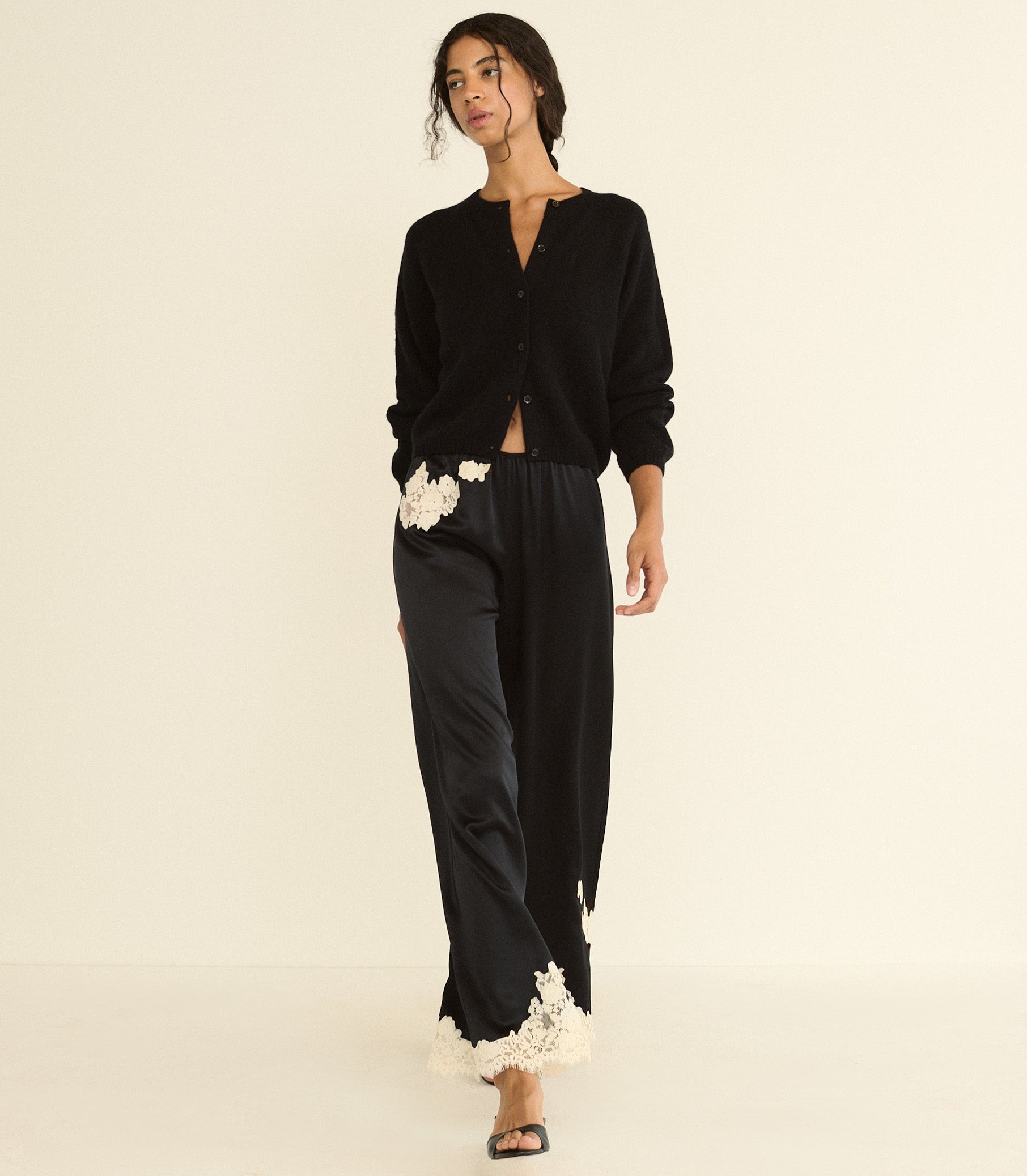 DOEN - LAVON PANT - - BLACK WITH CANDLELIGHT LACE