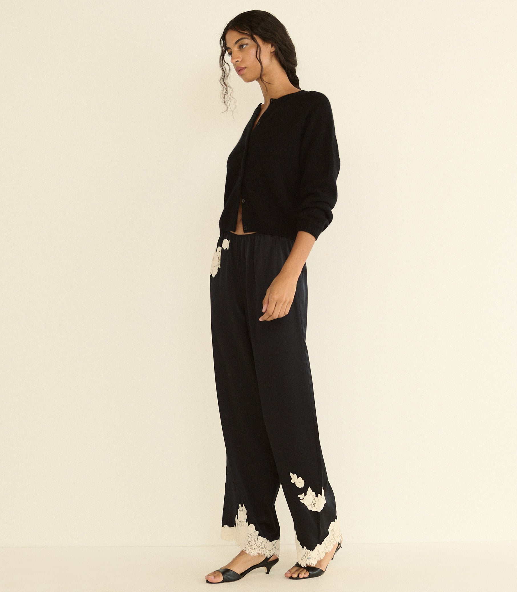 DOEN - LAVON PANT - - BLACK WITH CANDLELIGHT LACE