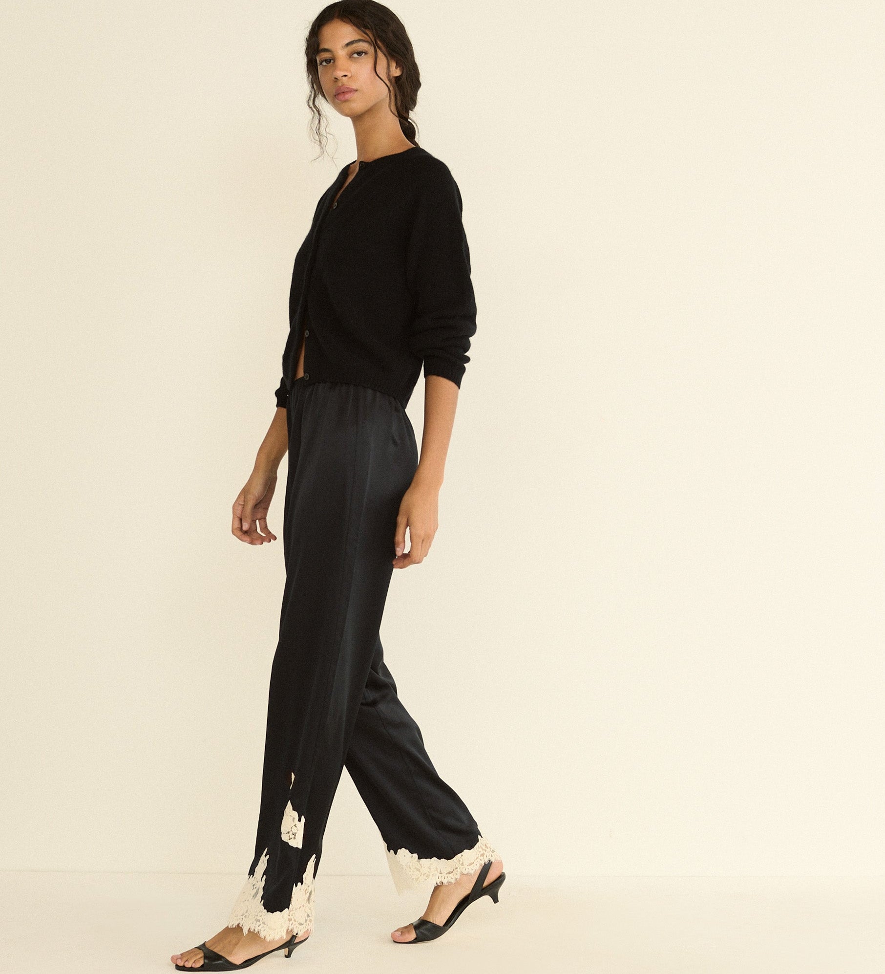 DOEN - LAVON PANT - - BLACK WITH CANDLELIGHT LACE