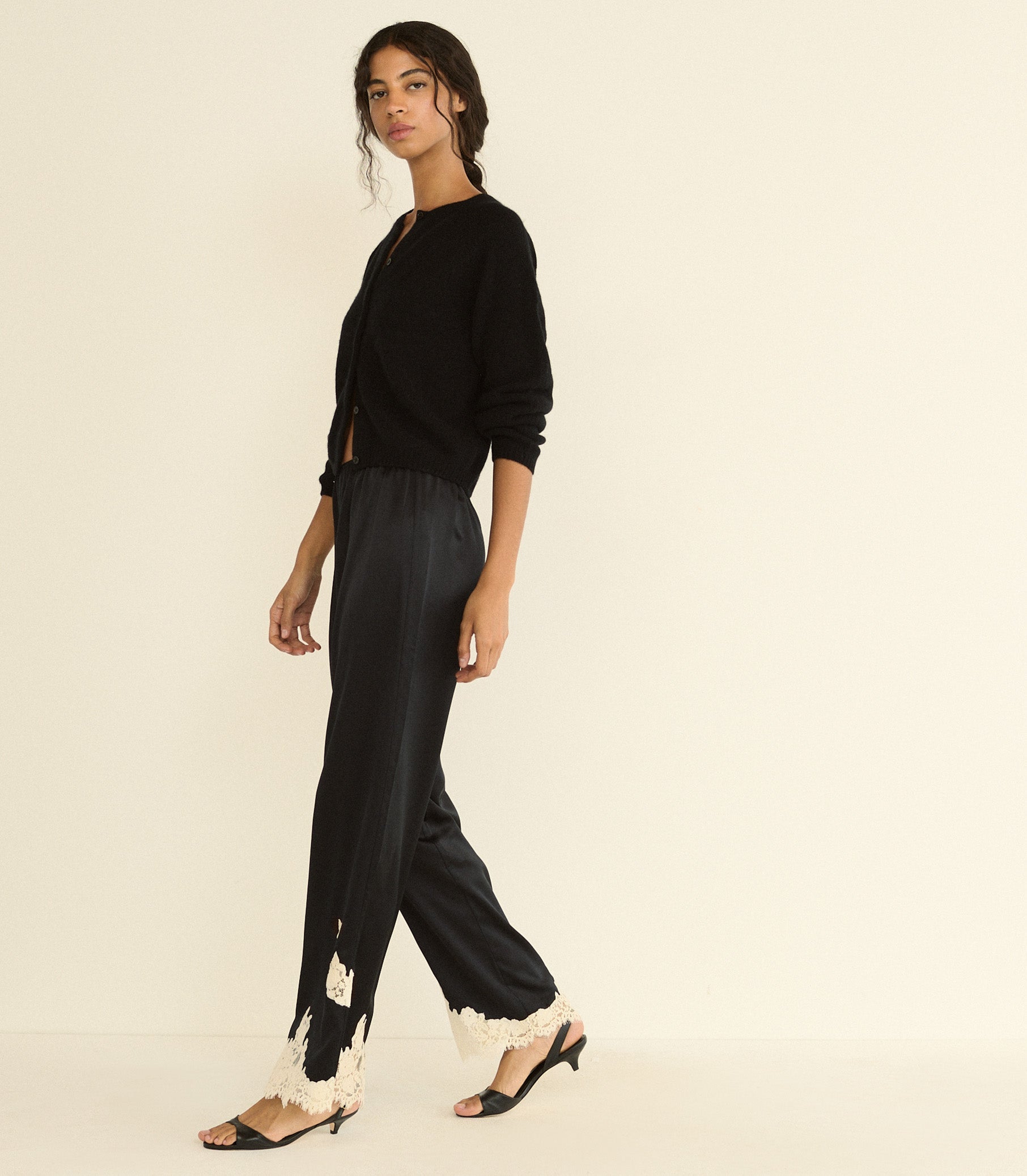 DOEN - LAVON PANT - - BLACK WITH CANDLELIGHT LACE