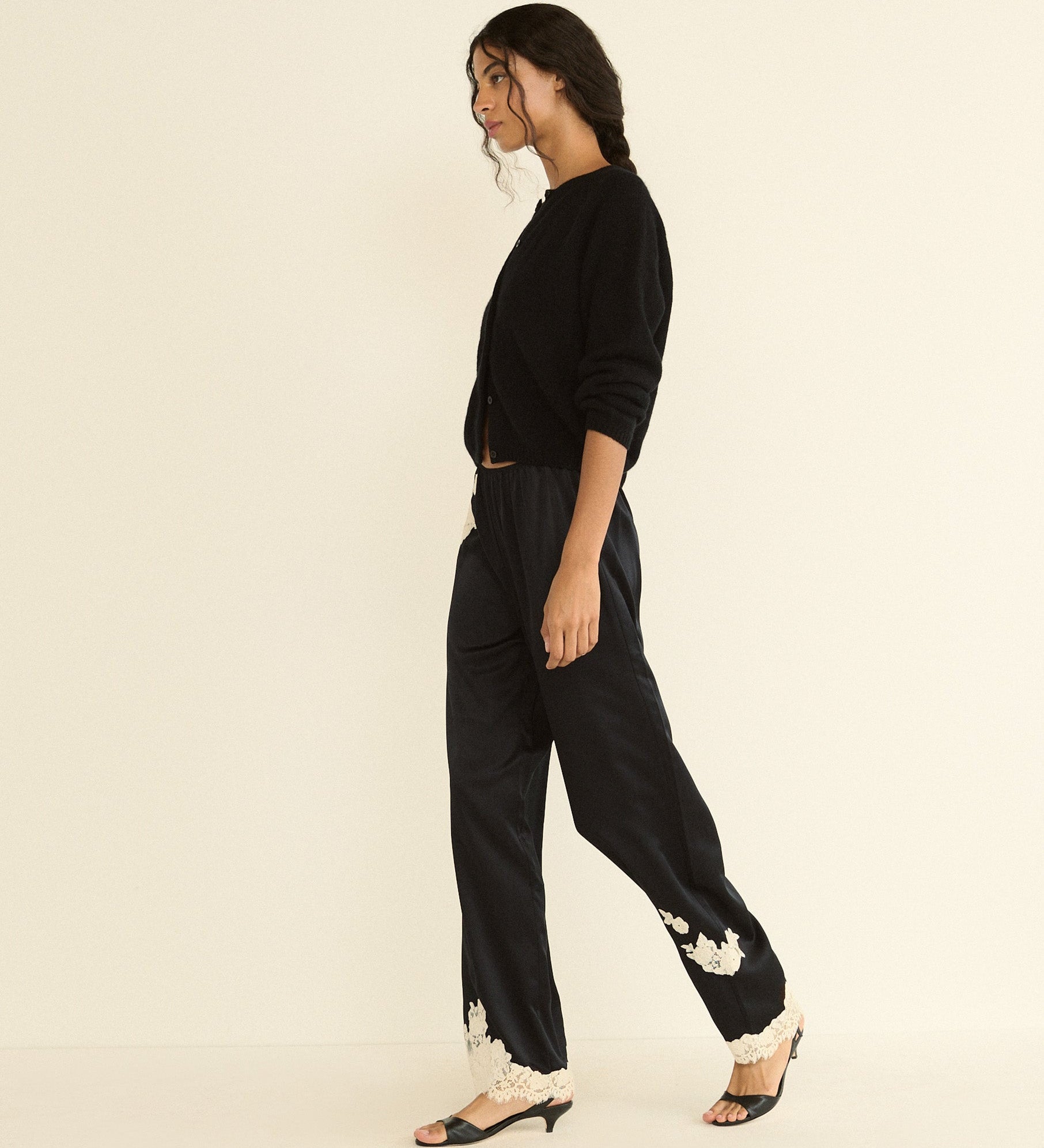 DOEN - LAVON PANT - - BLACK WITH CANDLELIGHT LACE