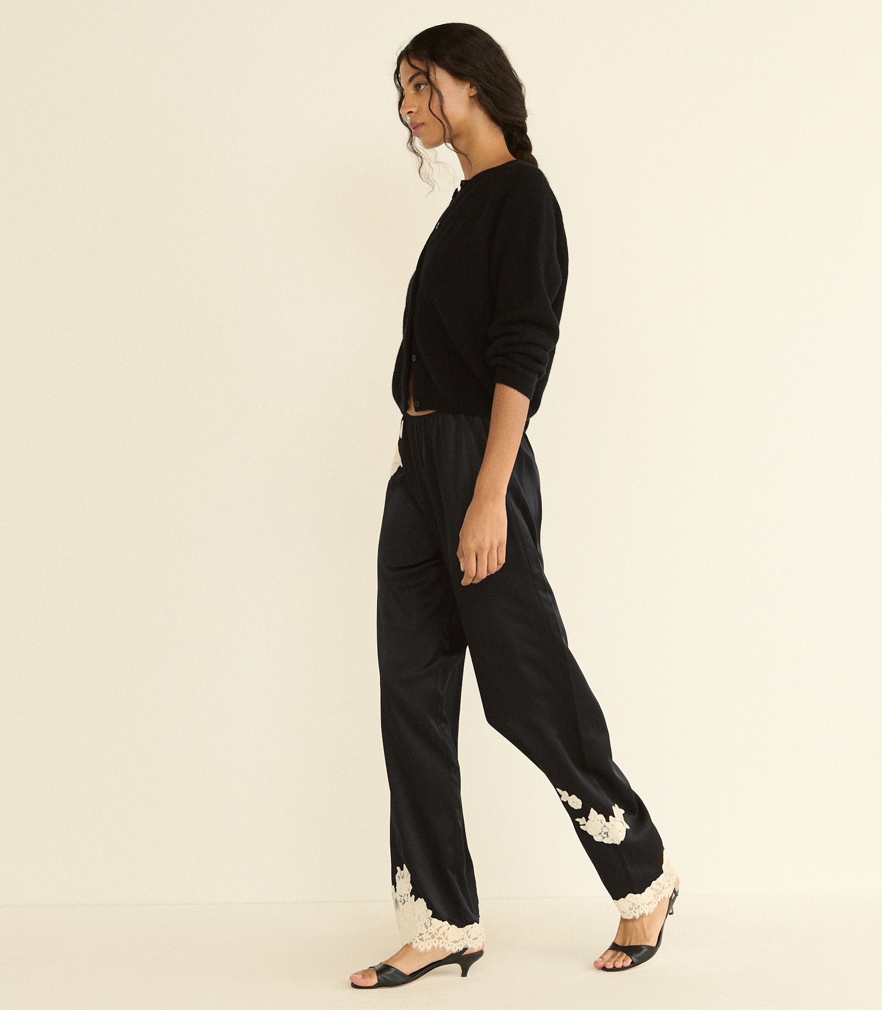 DOEN - LAVON PANT - - BLACK WITH CANDLELIGHT LACE