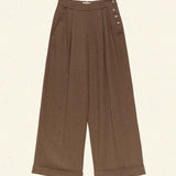 DÔEN - LAWRENCE PANT -- BROWN HERRINGBONE