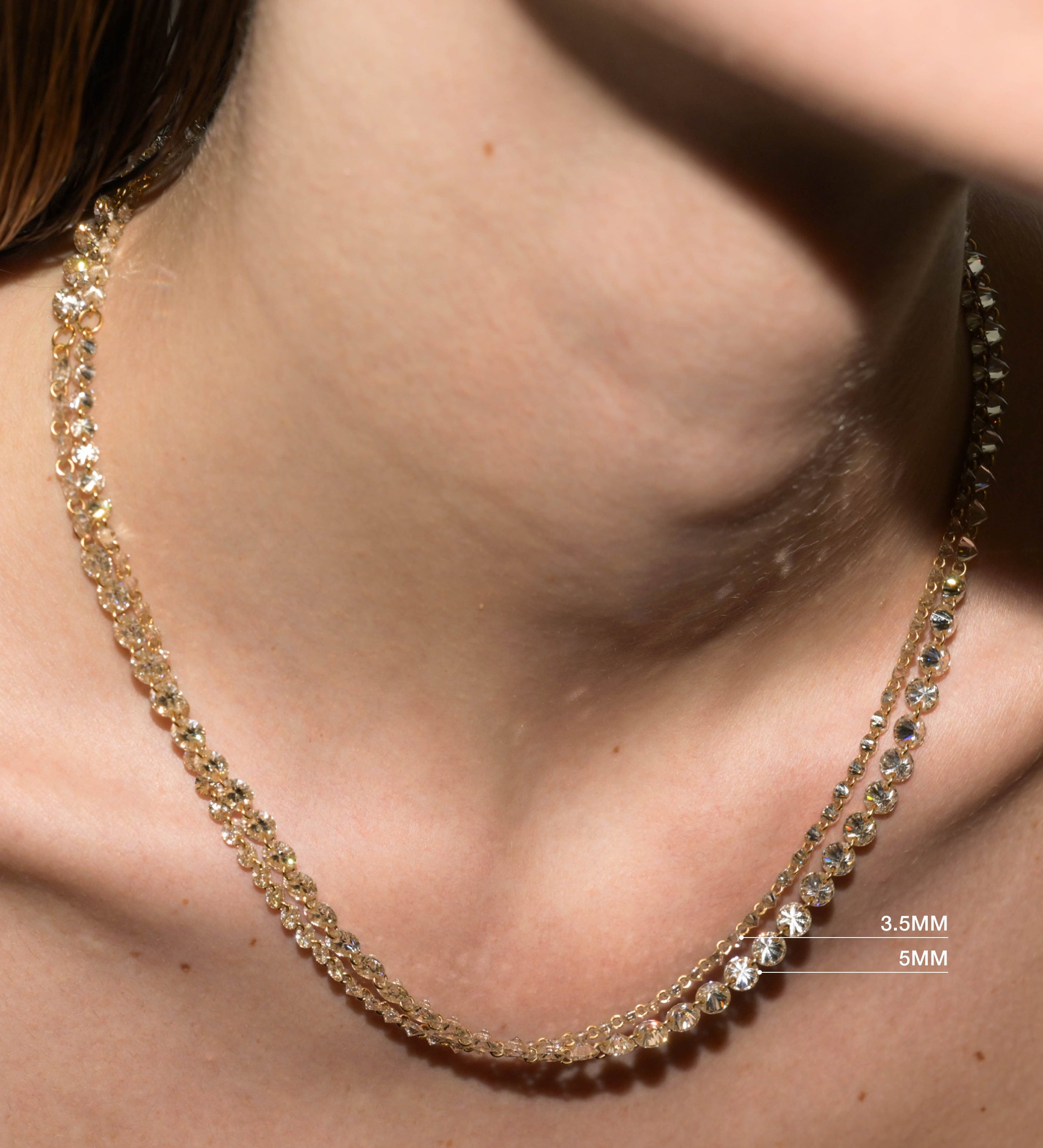 Dorsey - FLOATING ETERNITY NECKLACE IN 5MM HONEY MOISSANITE, 18K GOLD VERMEIL