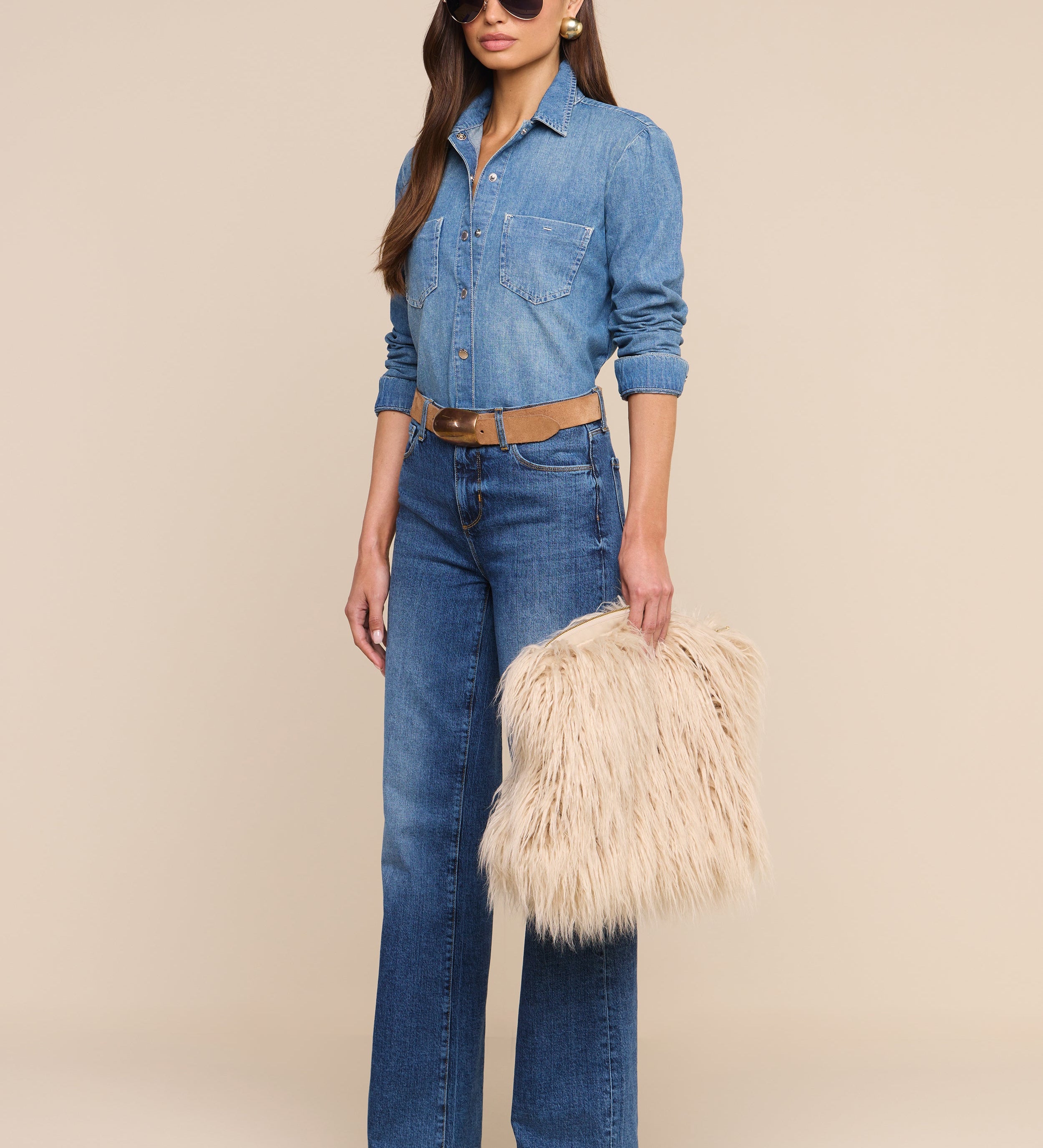 L'AGENCE - Adelina Faux Fur Clutch