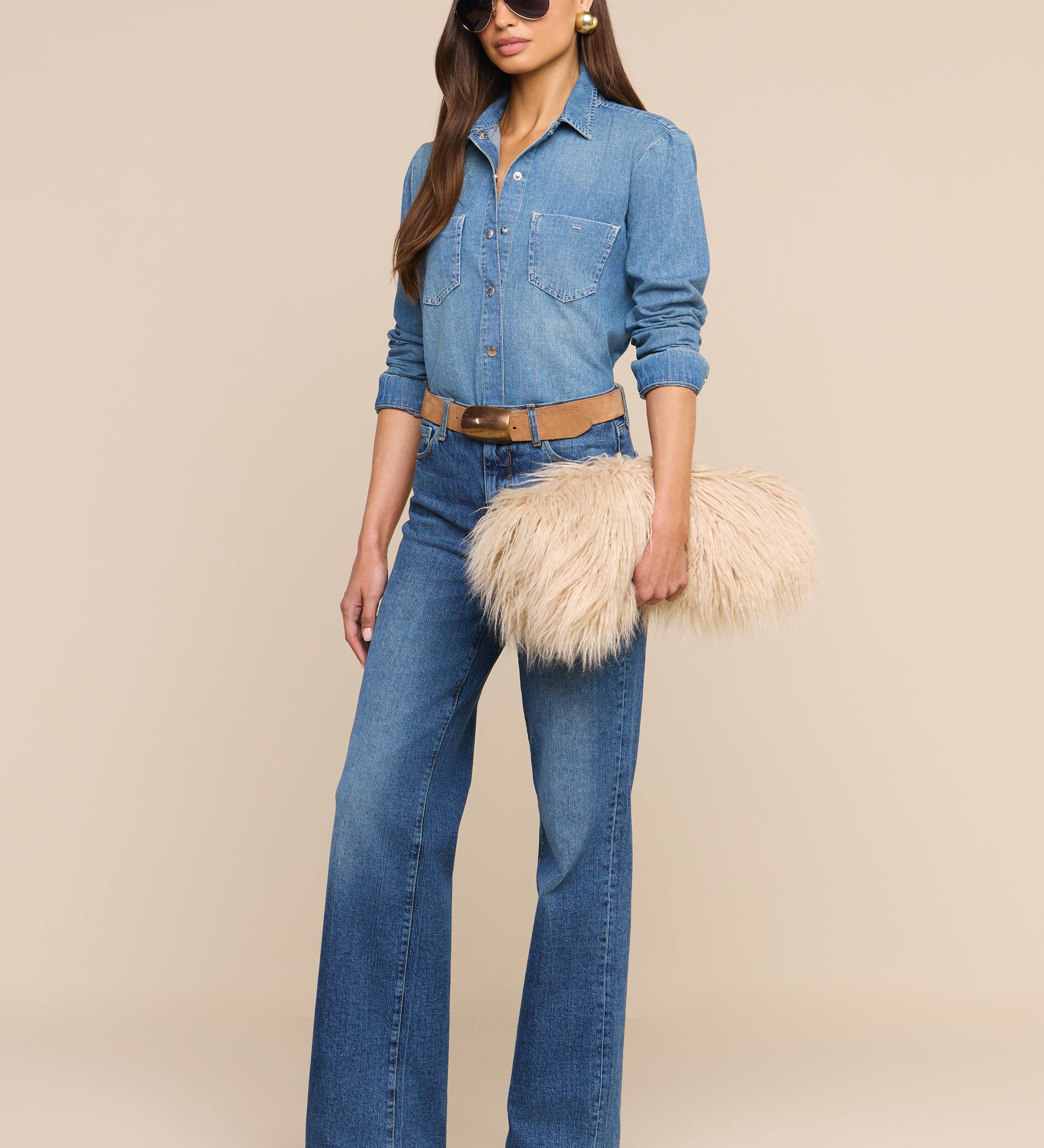 L'AGENCE - Adelina Faux Fur Clutch