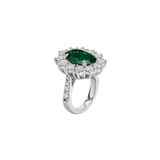 Dorsey - SPENCER RING IN DEEP LAB EMERALD AND MOISSANITE, STERLING SILVER