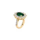 Dorsey - SPENCER RING IN DEEP LAB EMERALD AND MOISSANITE, GOLD VERMEIL