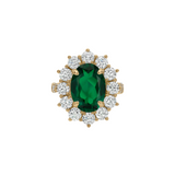 Dorsey - 14K SPENCER RING IN DEEP LAB EMERALD AND LAB DIAMOND, 14K YELLOW GOLD