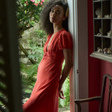 DÔEN - LEANA DRESS -- FIERY CORAL
