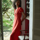 DÔEN - LEANA DRESS -- FIERY CORAL