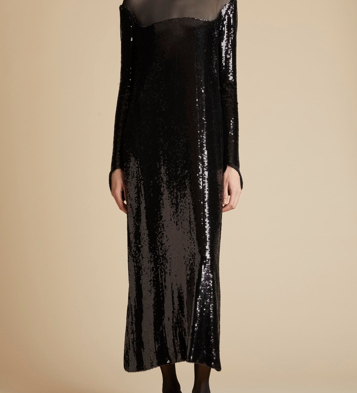 Khaite The Leibel Dress in Black Sequin