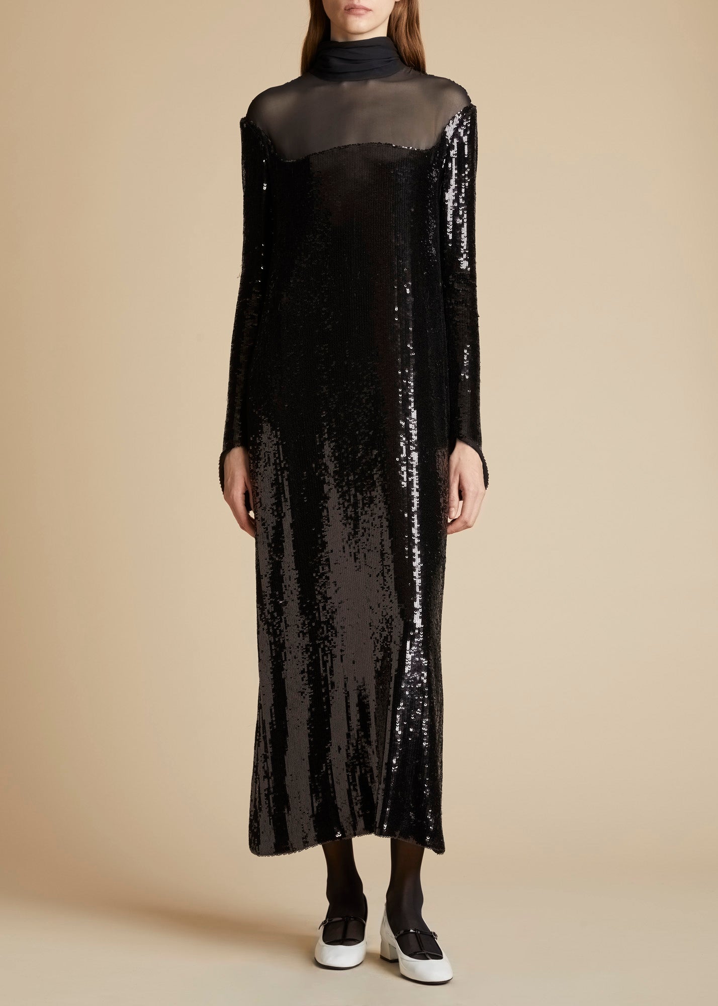 Khaite The Leibel Dress in Black Sequin