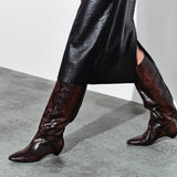 Le Monde Beryl - Allegra Riding Boot / Chocolate Leather Snake Effect