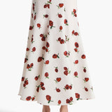 Khaite - Lenno Skirt in Cream with Raspberry Print