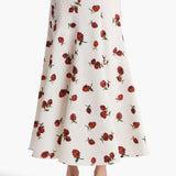 Khaite - Lenno Skirt in Cream with Raspberry Print