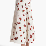 Khaite - Lenno Skirt in Cream with Raspberry Print