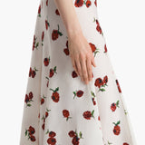 Khaite - Lenno Skirt in Cream with Raspberry Print