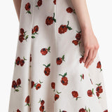 Khaite - Lenno Skirt in Cream with Raspberry Print