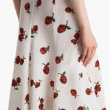 Khaite - Lenno Skirt in Cream with Raspberry Print