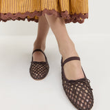 Loeffler Randall - Leonie Chocolate Crochet Ballet Flat