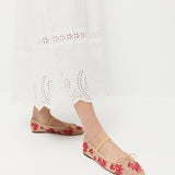 Loeffler Randall - Leonie Caramel/Red Embroidered Ballet Flat