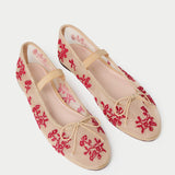 Loeffler Randall - Leonie Caramel/Red Embroidered Ballet Flat