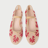 Loeffler Randall - Leonie Caramel/Red Embroidered Ballet Flat