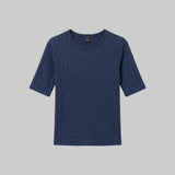 Leset - Pre - Order: Pointelle Mid Sleeve Slim Fit Tee