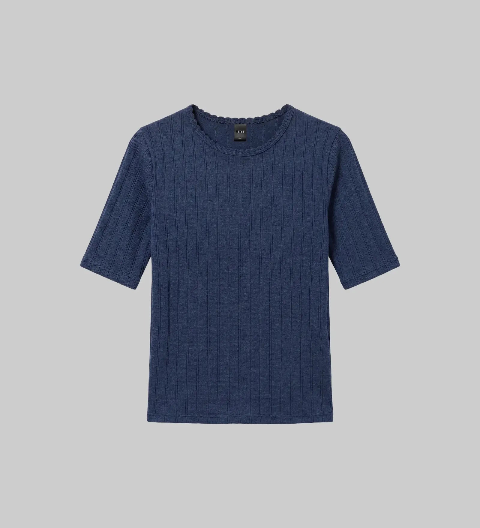 Leset - Pre - Order: Pointelle Mid Sleeve Slim Fit Tee