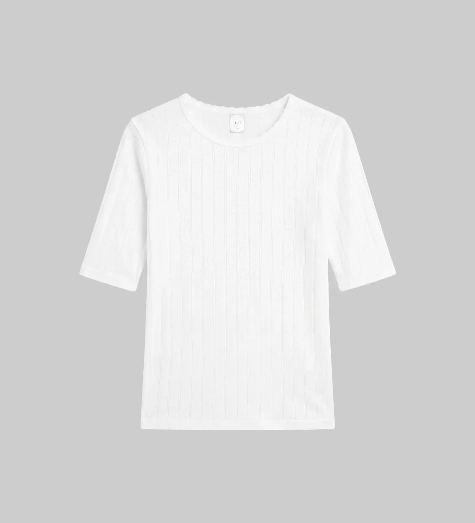 Leset - Pointelle Mid Sleeve Slim Fit Tee