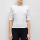 Leset - Pointelle Mid Sleeve Slim Fit Tee
