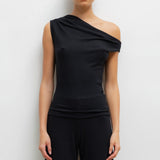 Leset - Lauren Ruched Asymmetrical Shoulder Top