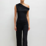 Leset - Lauren Ruched Asymmetrical Shoulder Top
