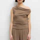 Leset - Lauren Ruched Asymmetrical Shoulder Top