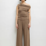 Leset - Lauren Ruched Asymmetrical Shoulder Top