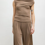 Leset - Lauren Ruched Asymmetrical Shoulder Top