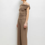Leset - Lauren Ruched Asymmetrical Shoulder Top