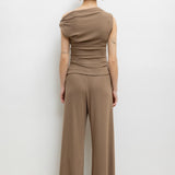 Leset - Lauren Ruched Asymmetrical Shoulder Top