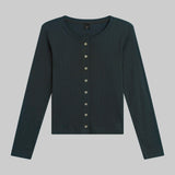 Leset - Pointelle Classic Crew Cardigan