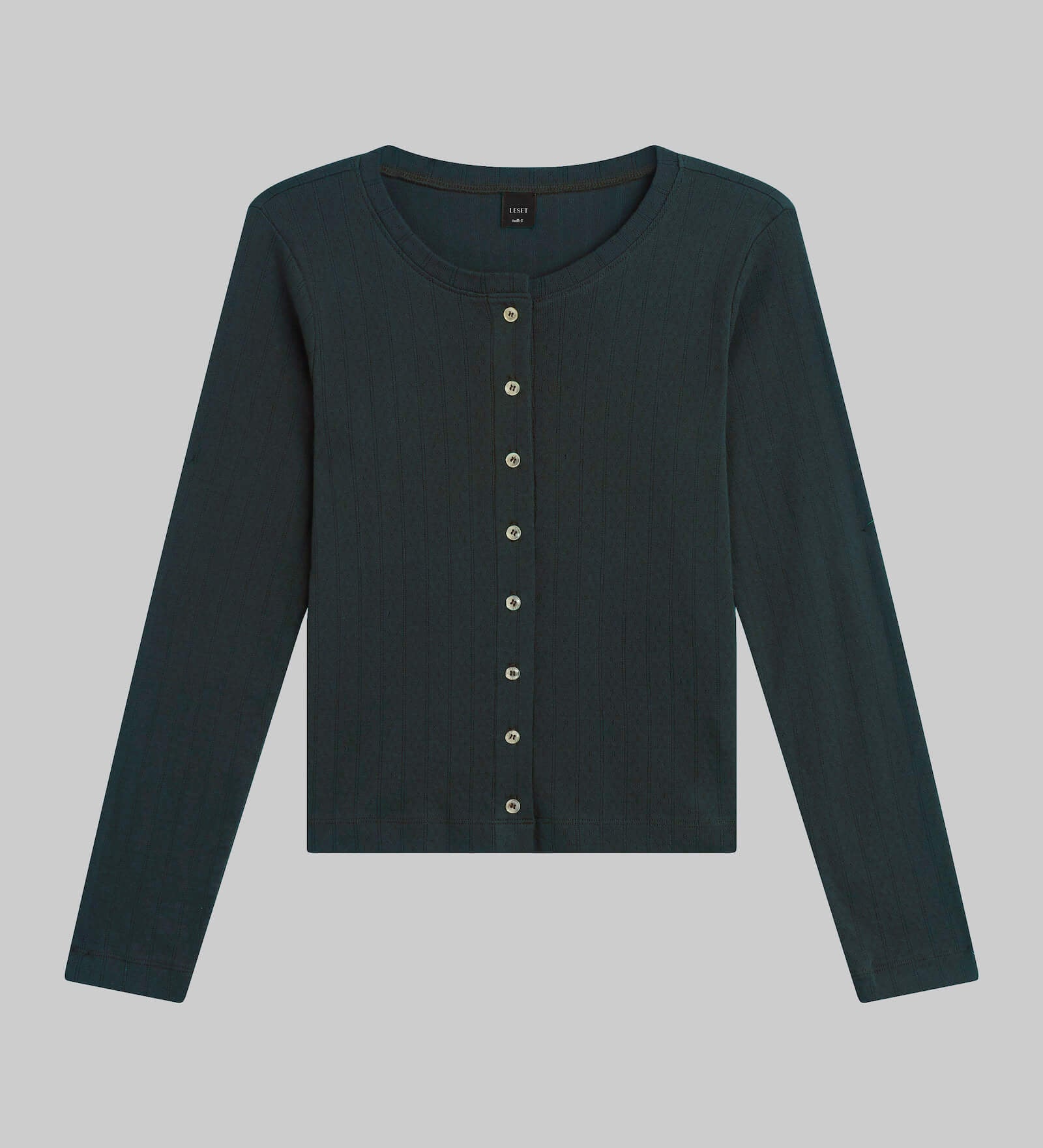 Leset - Pointelle Classic Crew Cardigan