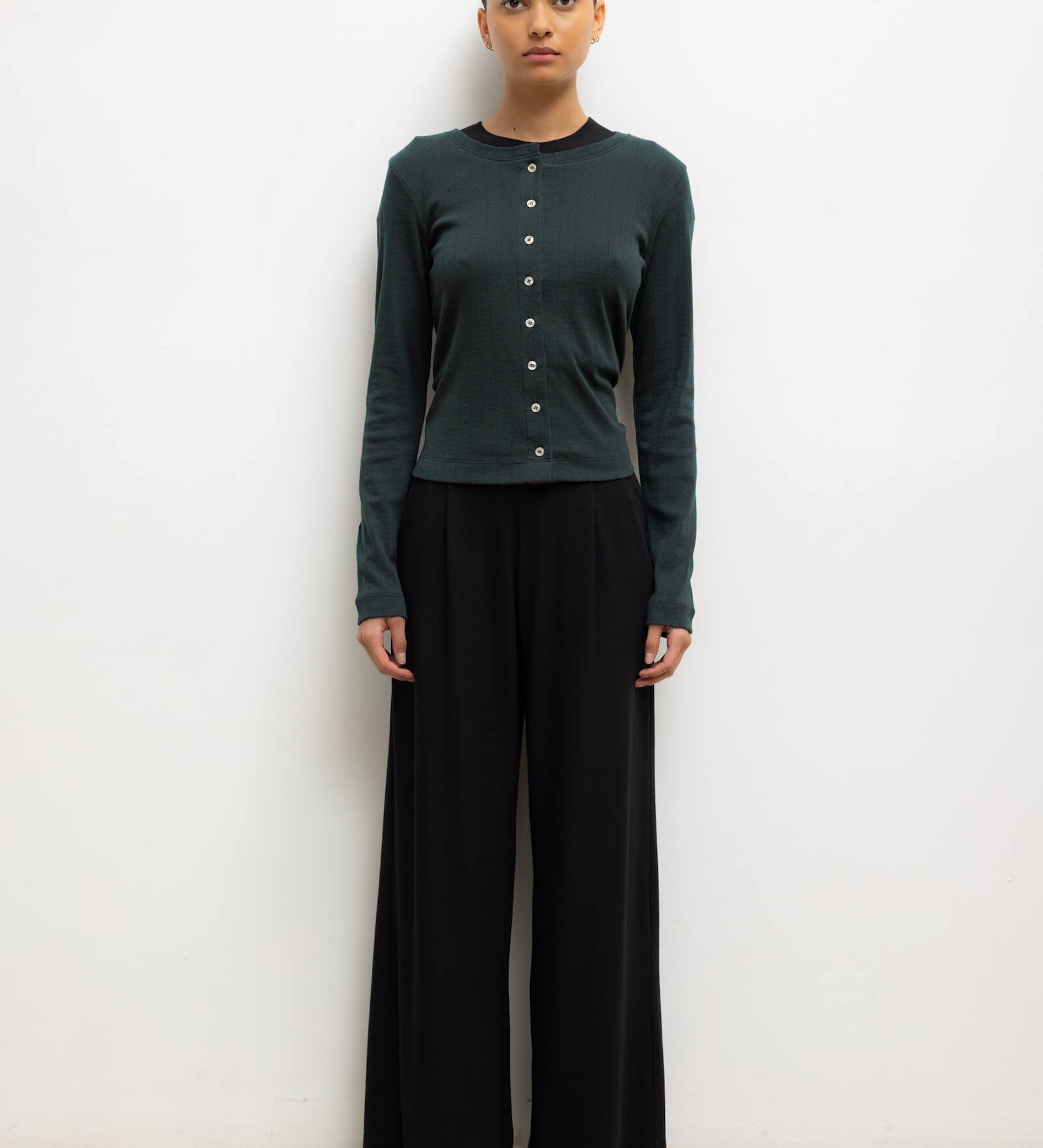 Leset - Pointelle Classic Crew Cardigan
