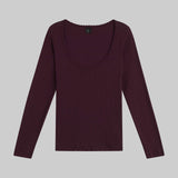 Leset - Pointelle Long Sleeve Scoop Neck