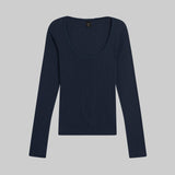 Leset - Pointelle Long Sleeve Scoop Neck